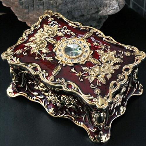 European Style Jewellery Organizer Double Layer Princess Necklace Jewelry Box Craft Carving Decorative Trinkets Display Case