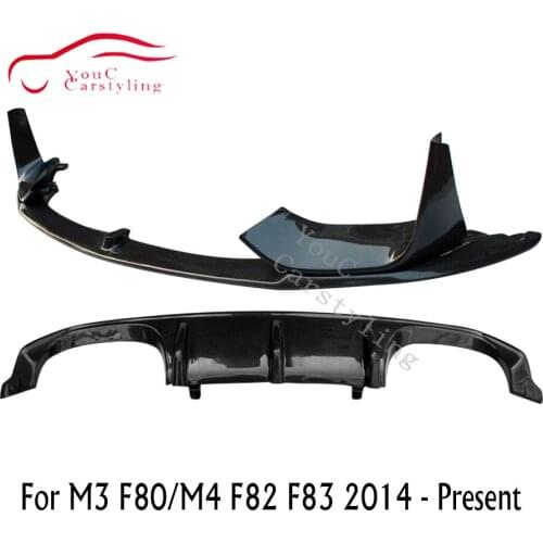 F82 Front Lip Splitter & Rear Diffuser for BMW M3 F80 M4 F82 F83 Sedan Coupe Cabriolet Sport Edition 2014 - present Carbon Fiber MP Style Rear Diffuser Front Bumper Lip