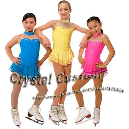 Hot Sales Figure Ice Skating Dresses For Girls With Spandex New Brand Figure Skating Competition Dress DR2542