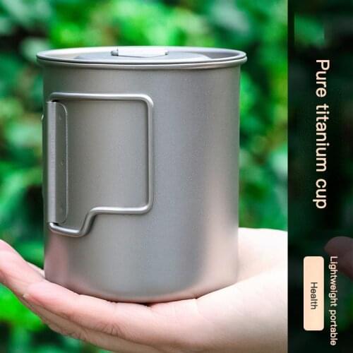 Camping Mug Titanium Cup Ultra-light Tourist Tableware Picnic Water Cup Outdoor Kitchen Equipment Portable Travel Cooking Ware