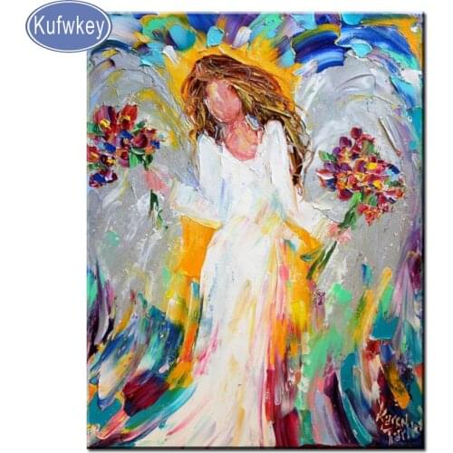 KUFWKEY 100% full Square/Round diy diamond painting fairy Rhinestone Embroidery diamond mosaic Abstract angel flower N222