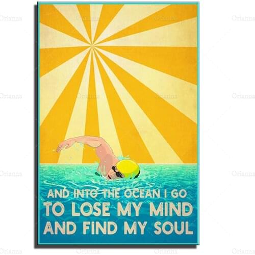 Into The Ocean I Go To Lose My Mind Find my Soul Poster Print - Birthday Gift Idea - Wall Art Poster Print - Canvas Painting
