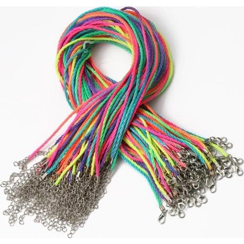 10pcs Adjustable Braided Cord Handmade Rope Necklaces Pendant Charms Chain Lobster Clasp String Jewelry Making Diy Accessories