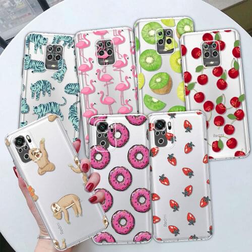 Flamingo Fruits Luxury Clear Phone Case for Redmi Note 9S 9 8 10 5G K30 Pro 7 9C 8T 9A 7A 8A 6A K40 9T Mobile Phones Cover Coque