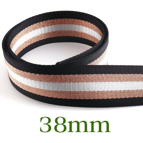 38mm Webbing Polyester Black White Striped Webbing Nylon Webbing Straps Ribbon Purse Straps Bag Handle Dog Collar -1 1/2"