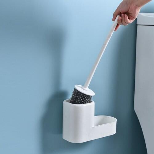 Toilet brush toilet cleaning brush household long handle free punching soft hair toilet brush toilet no dead corner set