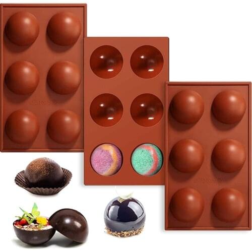 Silicone Molds Large 6 Holes Semi Sphere Chocolate Molds for Making Hot Chocolate Bombs Cake Jelly Dome Mousse BPA Free