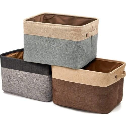 Color Block Foldable Clothes Toy Storage Box Basket Container Sundries Organizer Cosmetic Book Organizer Stationery Container