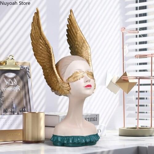 Modern Light Luxury Angel Girl Desktop Decoration Creative Abstract Figure Statue Crafts Living Room Home Decoration Accessories