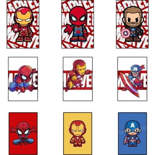 Q version of Marvel Avengers Superhero Canvas Painting Poster Nursery Wall Painting Creative combination kids Bedroom Decor