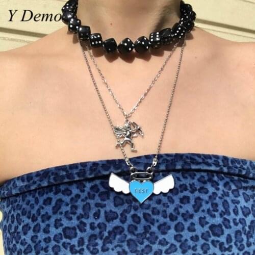 Y Demo Grunge Retro Dice Necklace Women Cute Plastic Geometric Strand Necklace Accessory