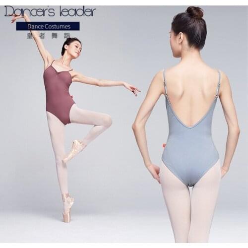Women Ballet Leotards Girls Ladies Dance Bodysuits Sexy Neckline Gymnastics Leotard Sleeveless Ballet Dancing Costumes