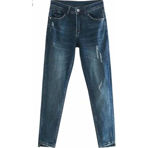 2021 New Vintage Blue Skinny Jeans for Women High Waist Pencil Pants Ankle Length Mom Jeans Streetwear