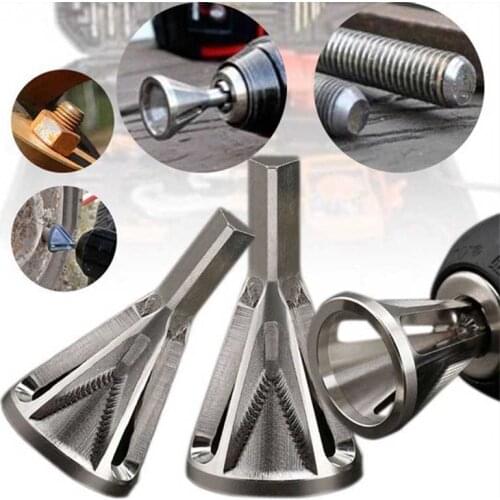 ZK30 Newest Deburring External Chamfer Tool Stainless Steel Remove Burr Outdoor Tool for Metal Drilling Repair Damaged Bolt