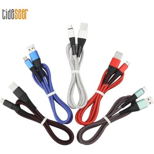 1M Nylon USB Micro Type C 8Pin Charging Cable for iPhone Data Cable Type-C Fast Charge Microusb Wire For Samsung Xiaomi Huawei