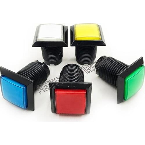 1pcs 32mm Square Arcade Button LED Illuminated Push Button with Microswitch for Arcade Games (DC 12V, 5 colors)