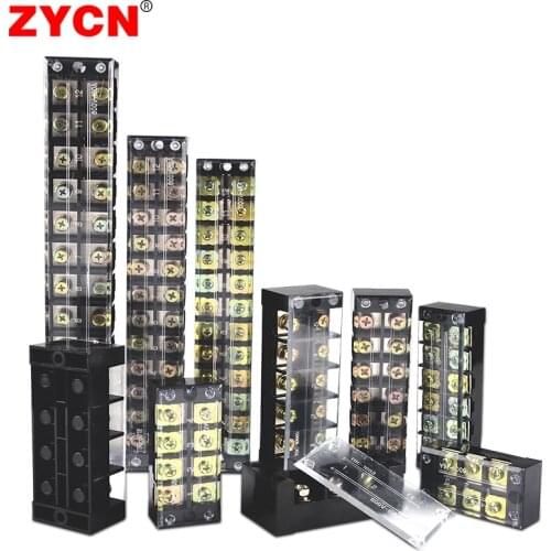 Dual Row Barrier Screw Terminal Block TB-1512 Strip Wire Connector 600V 15A 3/4/6/8/10/12 Paralleler Position Electric Box 1PC