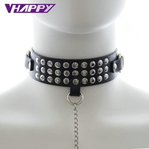 10 pcs/lot Black PU Leather Slave Neck Collars Sex Toys For Couples Fetish Spike Collar Sex Products Adult Games VP-CR003033B