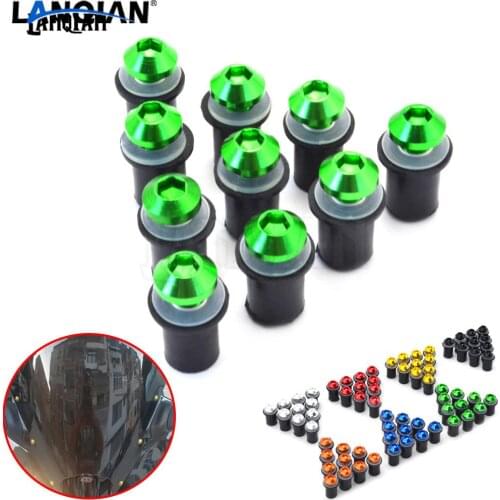 10PCS Fairing Wind Screen Screw Bolt Kit Windshield Mounting Nut bolt For KAWASAKI Ninja 250 300 650 H2R 250R ZX6R ER6N ZX14R