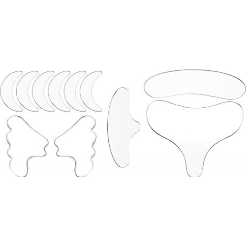 11pcs Silicone Eye Forehead Sticker Patch Anti Wrinkle Pad Skin Care Transparent Portable Reusable Cheek Face Neck Home Chest