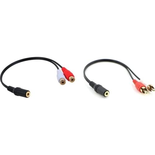 2PCS 3.5mm Jack Female to 2 Female Jacks Stereo Adapter Audio Splitter with 2-RCA Jack Aux Stereo Audio Cable