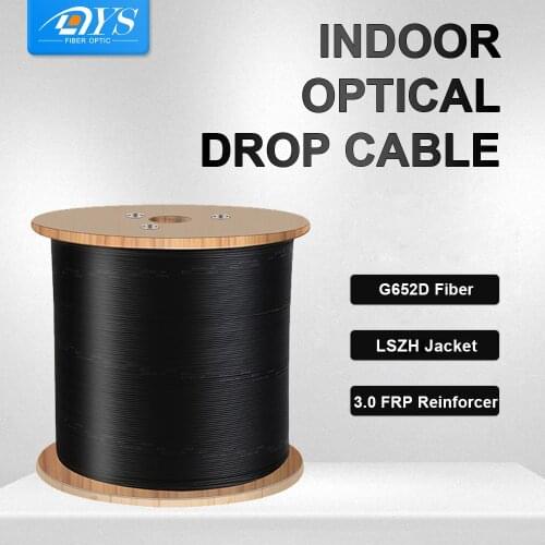 2 Cores FTTH Fiber Optic Cable Indoor / Outdoor Drop Cable 1000M Spool Singlemode Optical Cable