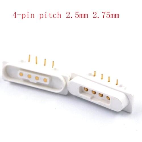 3-5 Pair Spring-Loaded Magnetic Pogo Pin Connector 4 Pin Pitch 2.5mm 2.75mm single row male and female 90 degree angle welding
