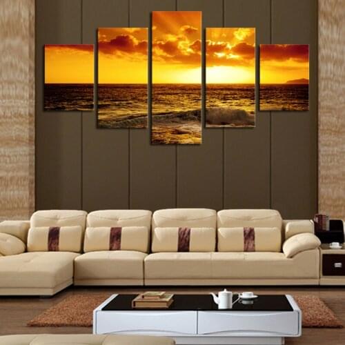 5 Piece Canvas Art Free Shipping Hot Sell Modern wall Painting Wave Clouds Home Decorative Art Picture Paint on Canvas Prints