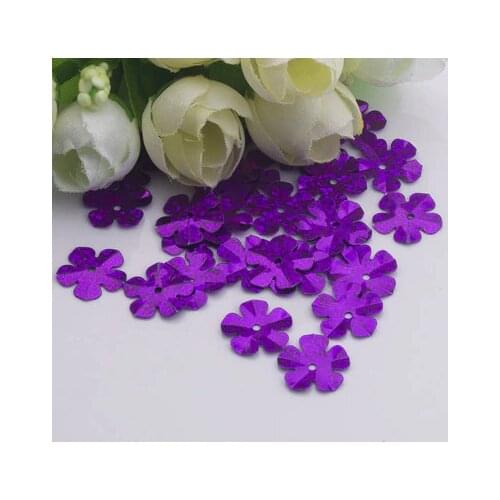 500pcs/lot Flower Sequins 14mm PVC Decoration Sewing DIY Wedding Craft Scrapbook For Clothing Laser Purple