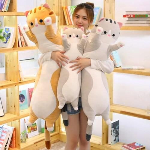 65-110cm New Long Cat Pillow Plush Toy Soft Cushion Stuffed Animal Doll Sleep Sofa Bedroom Decor Kawaii Lovely Gifts For Kids