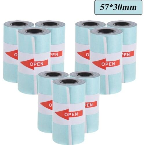 9 Rolls Printable Sticker Paper Roll Direct Thermal Paper Self-adhesive 57*30mm for PeriPage A6 Thermal Printer PAPERANG P1/P2