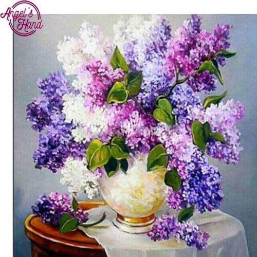 5D DIY diamond Painting hyacinth Cross Stitch diamond embroidery mosaic diamonds wall stickers home decor vase