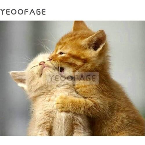 DIY 5D Diamond Painting Two cats Full square Rhinestone pastes Handcraft Cross Stitch Diamond Embroidery mosaic painting animal