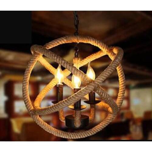 American country retro industrial style chandeliers restaurant living room study cafe cafe handmade rope lamps led fixture lamps