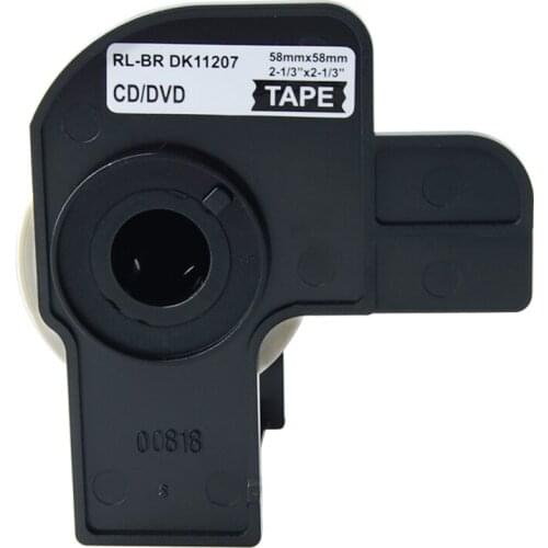 AOMYA 2 Rolls Label tape DK-11207 58mm×58mm die-cut Continuous Compatible CD/DVD label for Brother Black on white