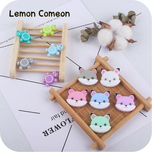 10Pcs Mini Animal Silicone Loose Beads Elephant Panda Sheep Tortoise Cat Food Grade Baby Chewable Teething Toys Accessories DIY