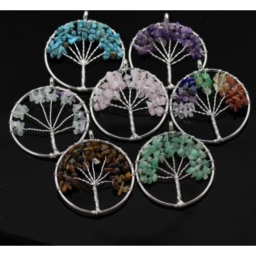 5mm diameter) Handmade 7 Chakra Stone Wisdom Life Tree Necklaces pandent