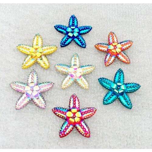 DIY 50pcs 29mm AB Resin Flatback Flower stones and crystals star Scrapbook Wedding Buttons for clothing -Z43A*5