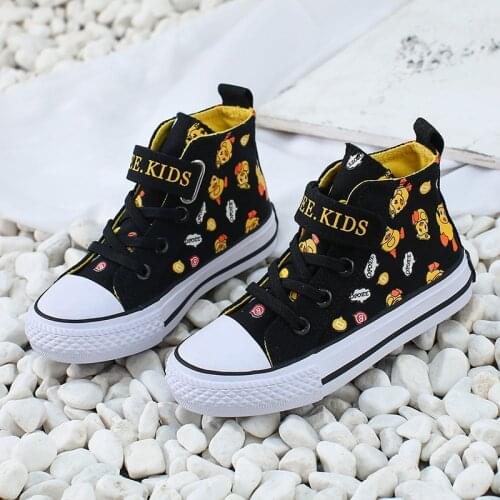 Children High Top Canvas Shoes Girls Cartoon Duck Boys Fashion Candy Color Sneakers Spring Autumn Outside Travel Canvas For Kids