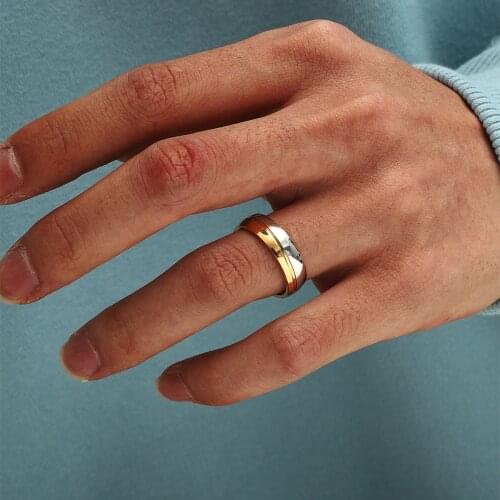 316L Titanium Stainless Steel finger ring 18KGP For Men and Women wedding engagement ring size 17 18 19 20 21mm wholesale