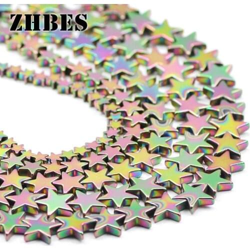 4-10mm Five-Pointed Star Hematite Plating New Green Natural Stone Spacer Loose Beads For DIY Jewelry Making Bracelets Findings
