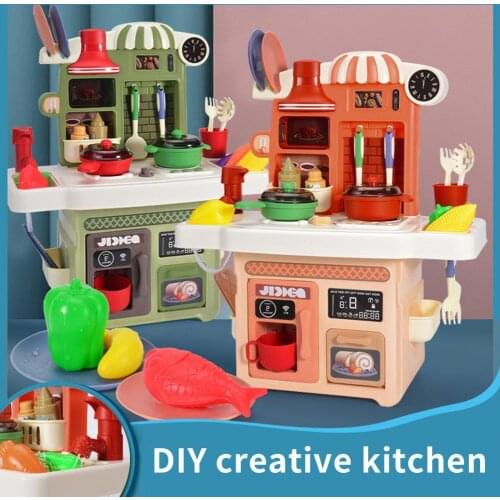 23Pcs Children Play House Tableware with Light Music Kitchen Toy Set Kids Gift