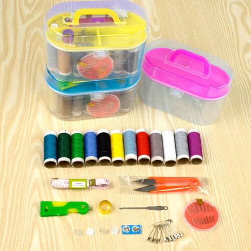 10 Piece Set Sewing Box Set Household Portable Scissors Thimble Threader Mini Tool Sewing Thread Multi-function Sewing Kit E