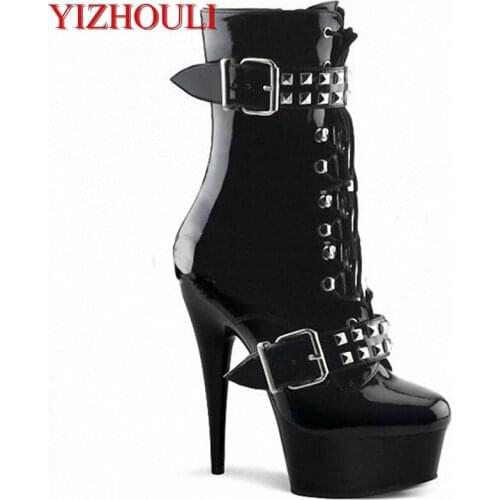 The new product 15-20cm high heel height, high fine and waterproof platform belt buckled to the low tube, short boot