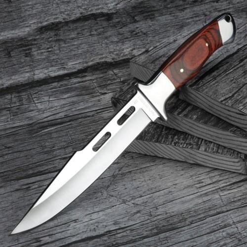 Survival Fixed Blade Knife Straight Blade Mirror Light Tactical Knife Outdoor Survival Retired Knives Camping Portable Tool