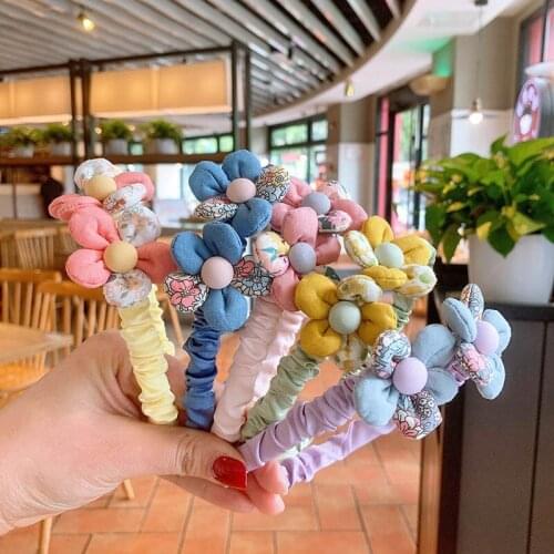 Cute Floral Printed Sweet Flower Girls Kids Hairband 2021 Fashion Headband Bezel Children Hair Hoops Band Hair Accessories