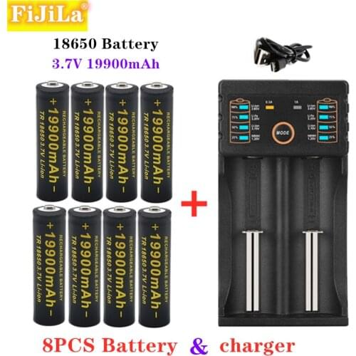 OK New 18650 battery 3.7V 19900mAh rechargeable liion battery for Led flashlight battery 18650 battery Wholesale +USB charger