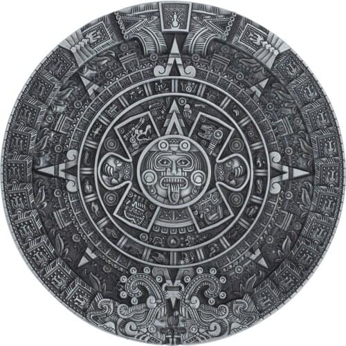 The Aztec solar calendar belt buckle