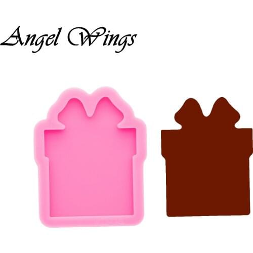 Christmas Gift Box Badge Reel As Well Silicone Molds DIY Jewelry Shiny Epoxy Resin Mould Custom Wholesale DY0329