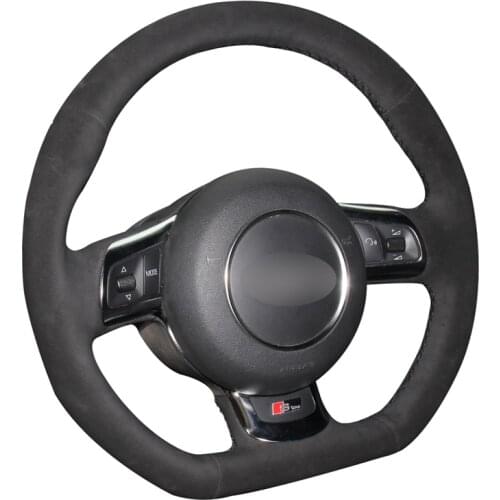 Hand-stitched DIY Black Suede Car Steering Wheel Cover for Audi R8 2008-2010 TT 2008-2015 TTS 2009-2015 TT RS 2012-2013